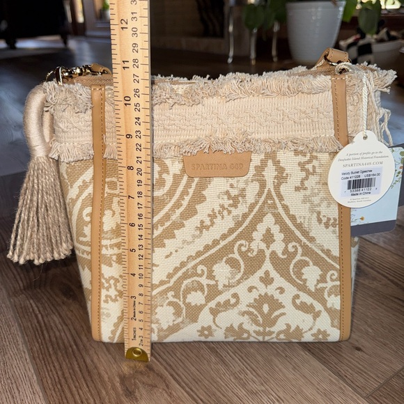 Spartina 449 Melody Bucket Purse Belgian Linen Magnetic Closure Exterior Pocket - Picture 8 of 11